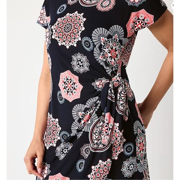 Size 3X 22 24 MEDALLION PRINT SIDE-TIE DRESS Day/Evening Summer Fall PLUS SIZE - Picture 2 of 6